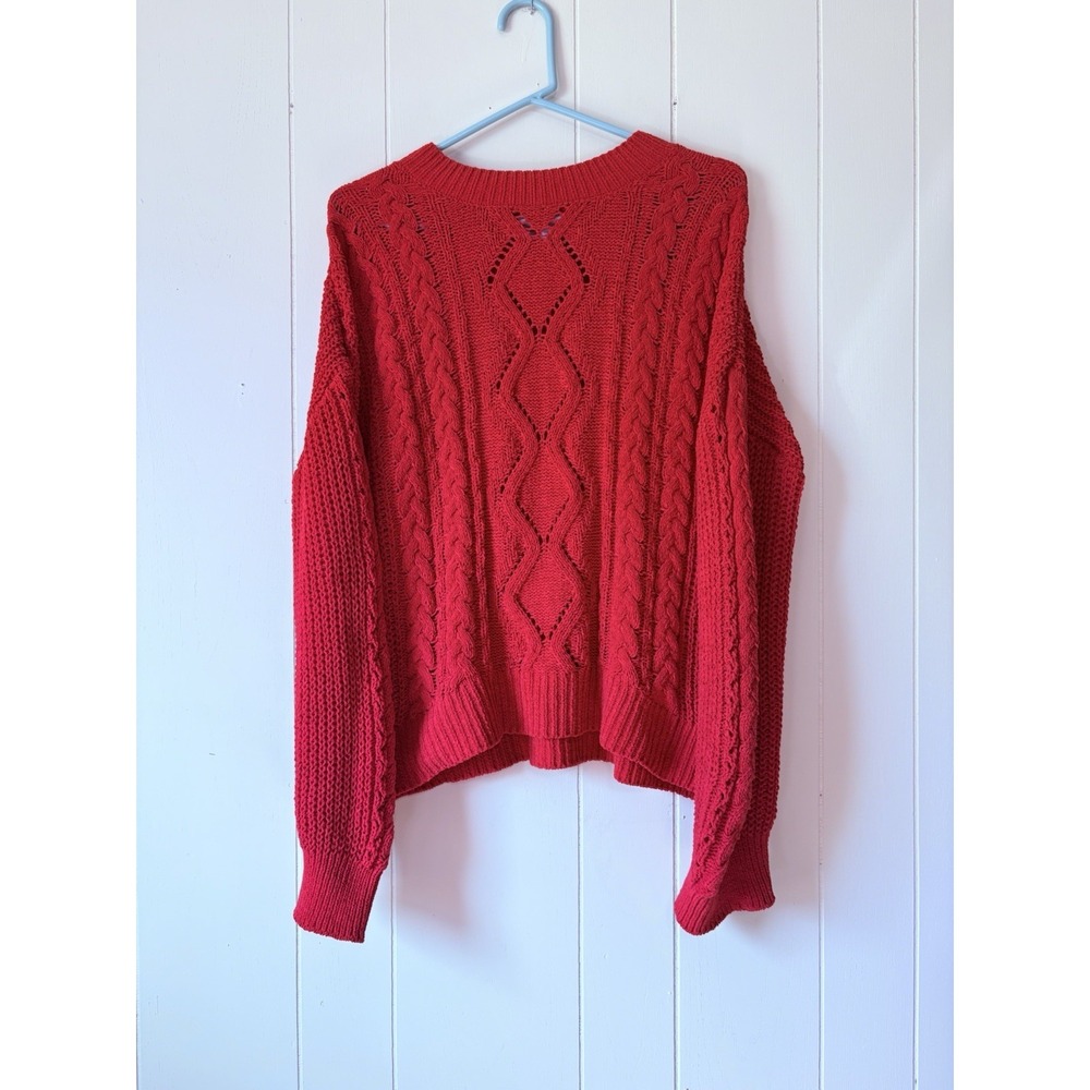 No Boundaries XXL 19 Red Chenille Cable Knit Sweater Women's Oversized Cozy